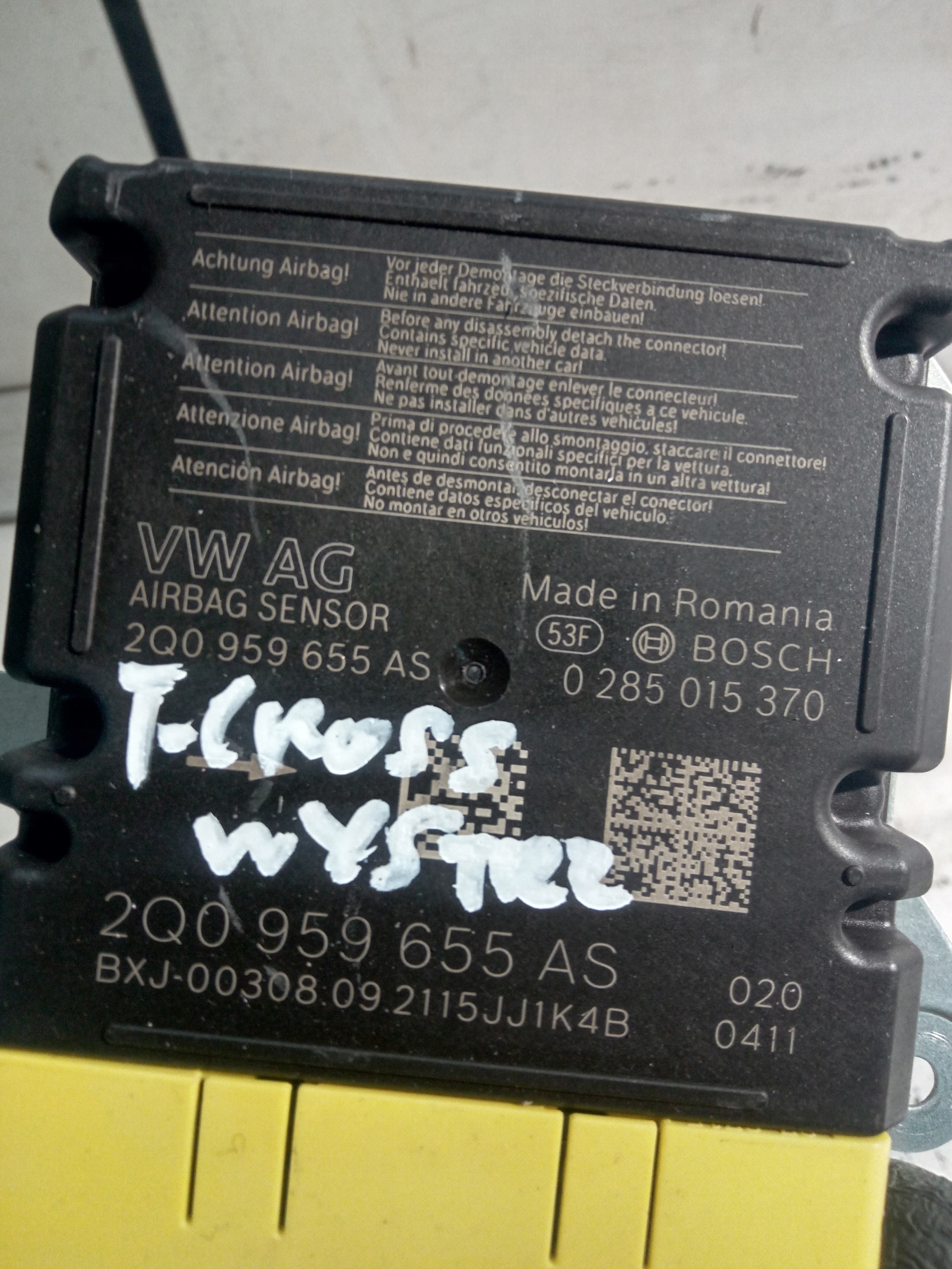 VW T-CROSS SENSOR PODUSZEK MODUŁ 2Q0959655AS Producent części Volkswagen OE