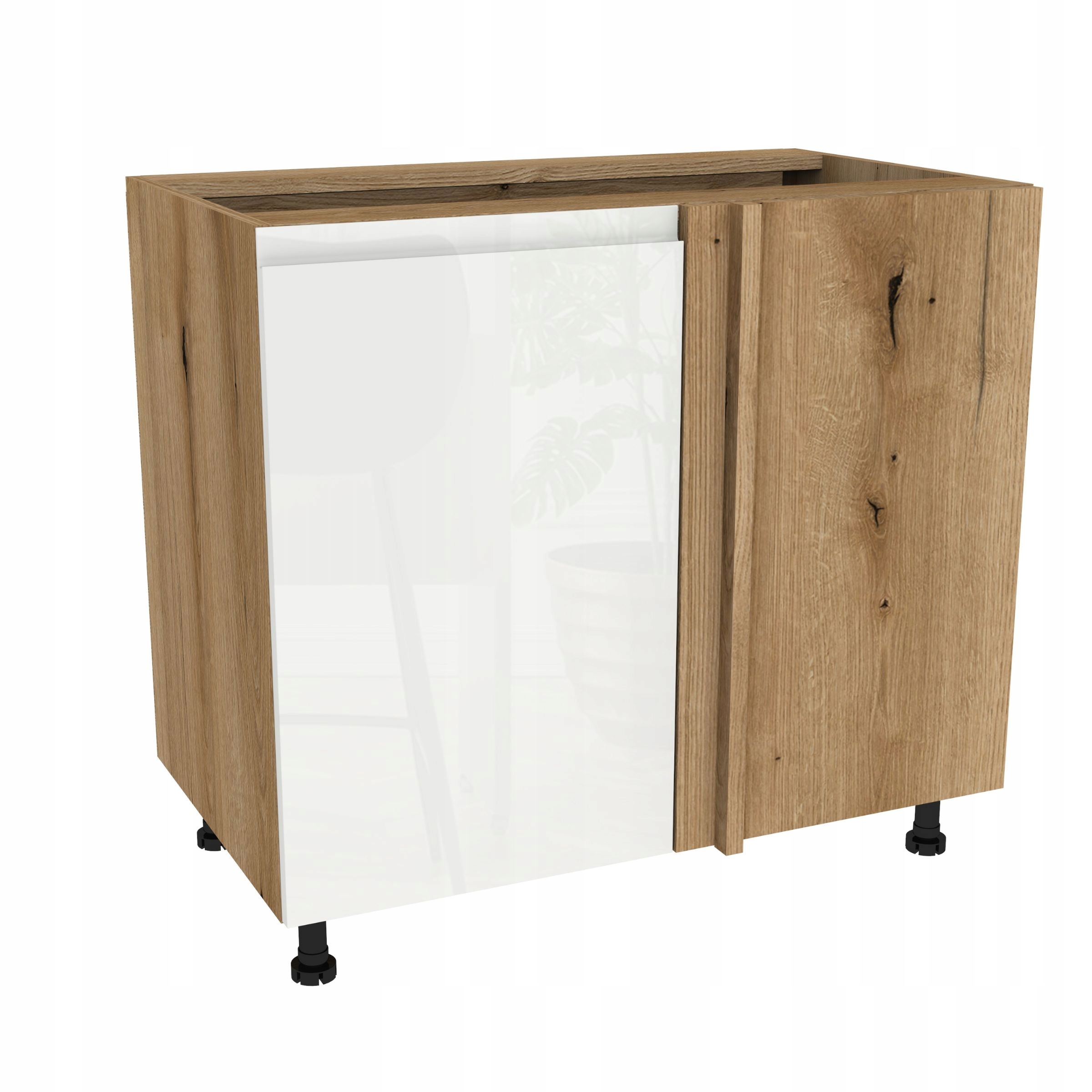 Spodná rohová skrinka 105 Frezo Dub Evoke predná časť Bezúchytková biela lesklá