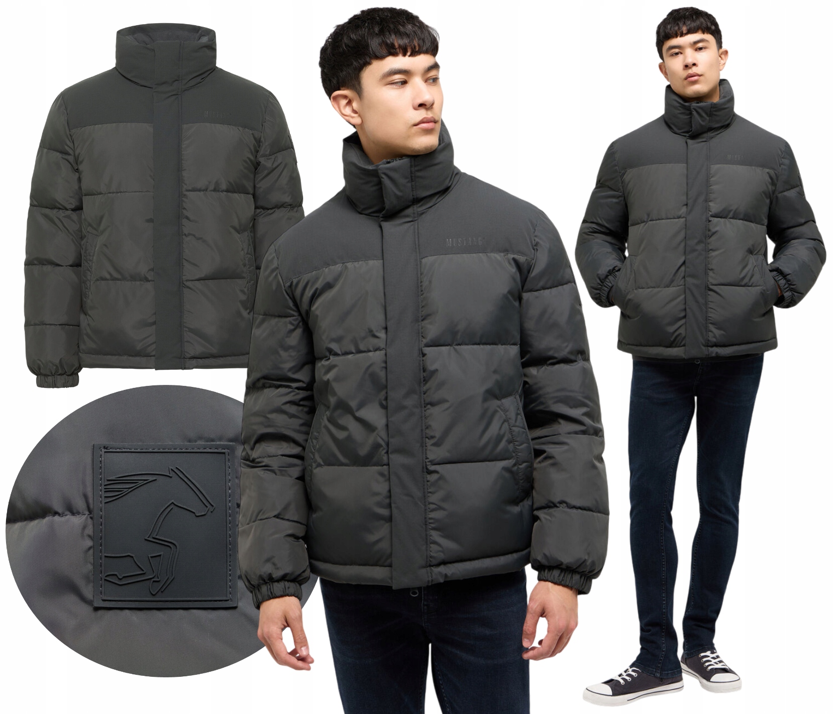 Pánská Zimní Bunda Mustang černá Bez kapuce , tlusté péřové, Oakfield XXL