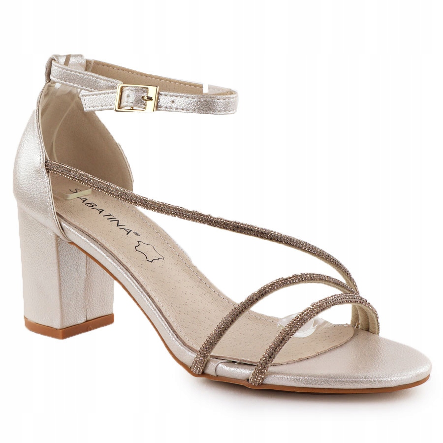 Dámské sandály na podpatku se zlatými zirkony Sabatina 730-1 38