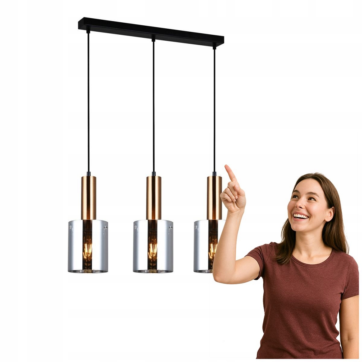 Závěsná lampa Sardo PND-5581-3-BRO+SG Italux