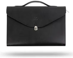 AKTÓWKA NA LAPTOPA ze skóry naturalnej BALTAN czarna elegancja 13-14 cali