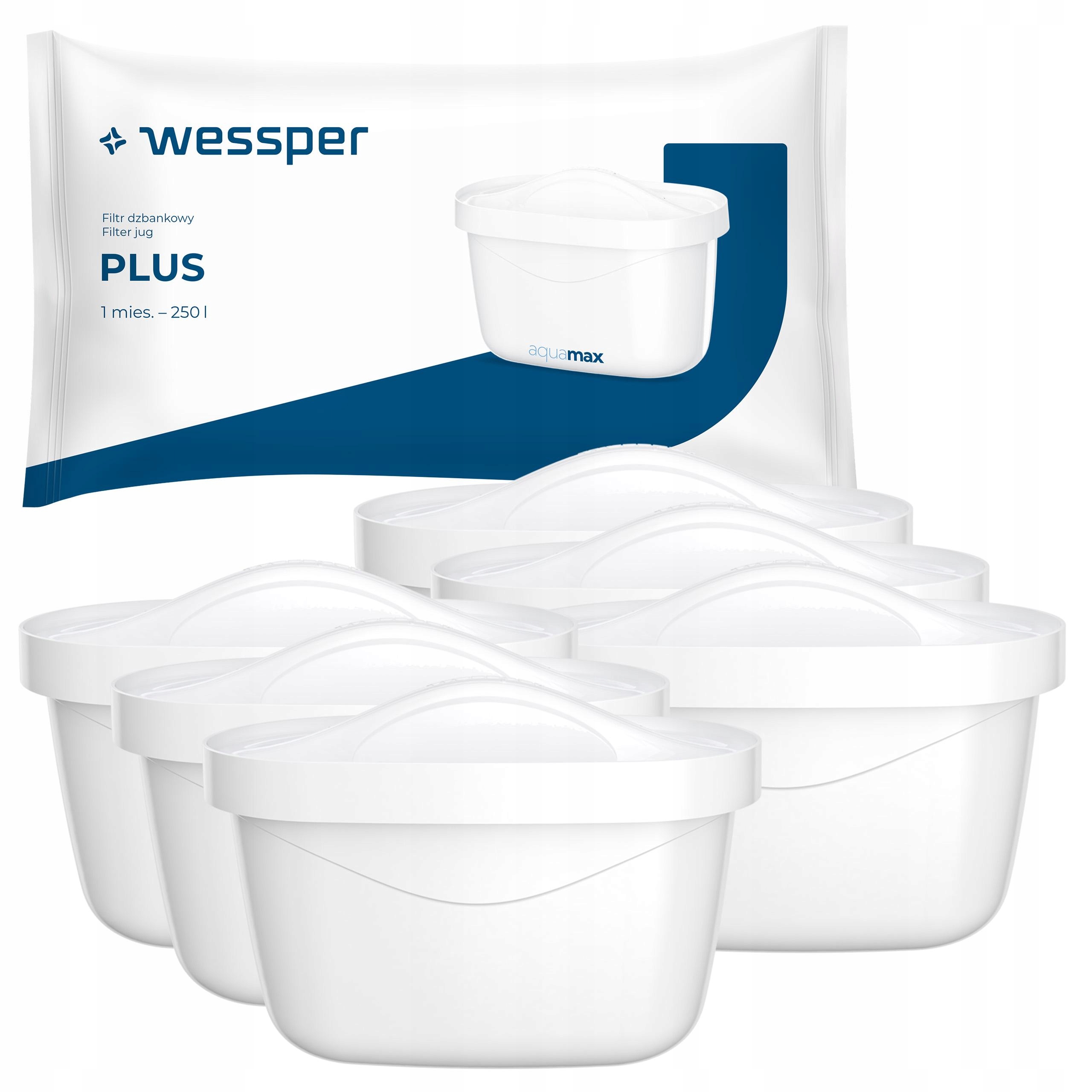 6x Filtr Wessper aquamax Plus do szklany dzbanek filtrujący Dafi zamiennik