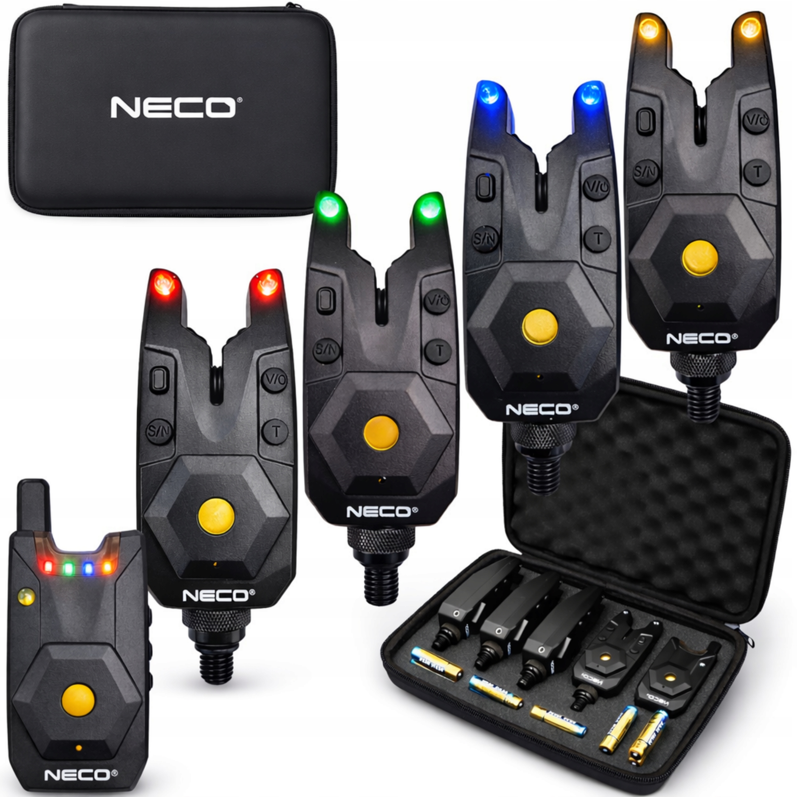 Zestaw Sygnalizatorów Brań z Centralką 4+1 Neco Base-X 104 Baterie