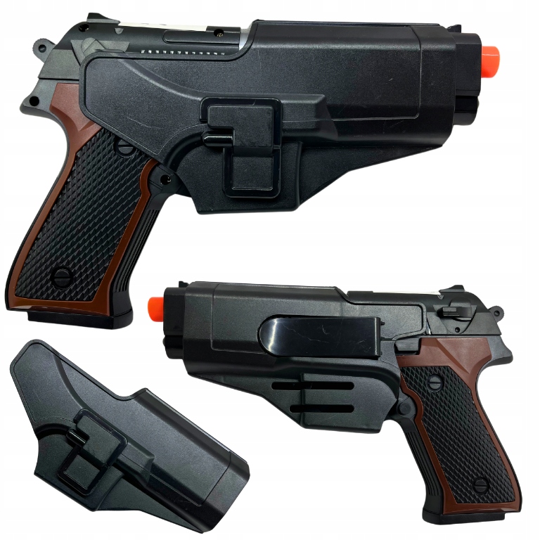 PISTOLET POLICYJNY DLA DZIECI ZABAWKOWY DŹWIĘKOWY Z KABURĄ POLSKIE KOMENDY EAN (GTIN) 5906280400750