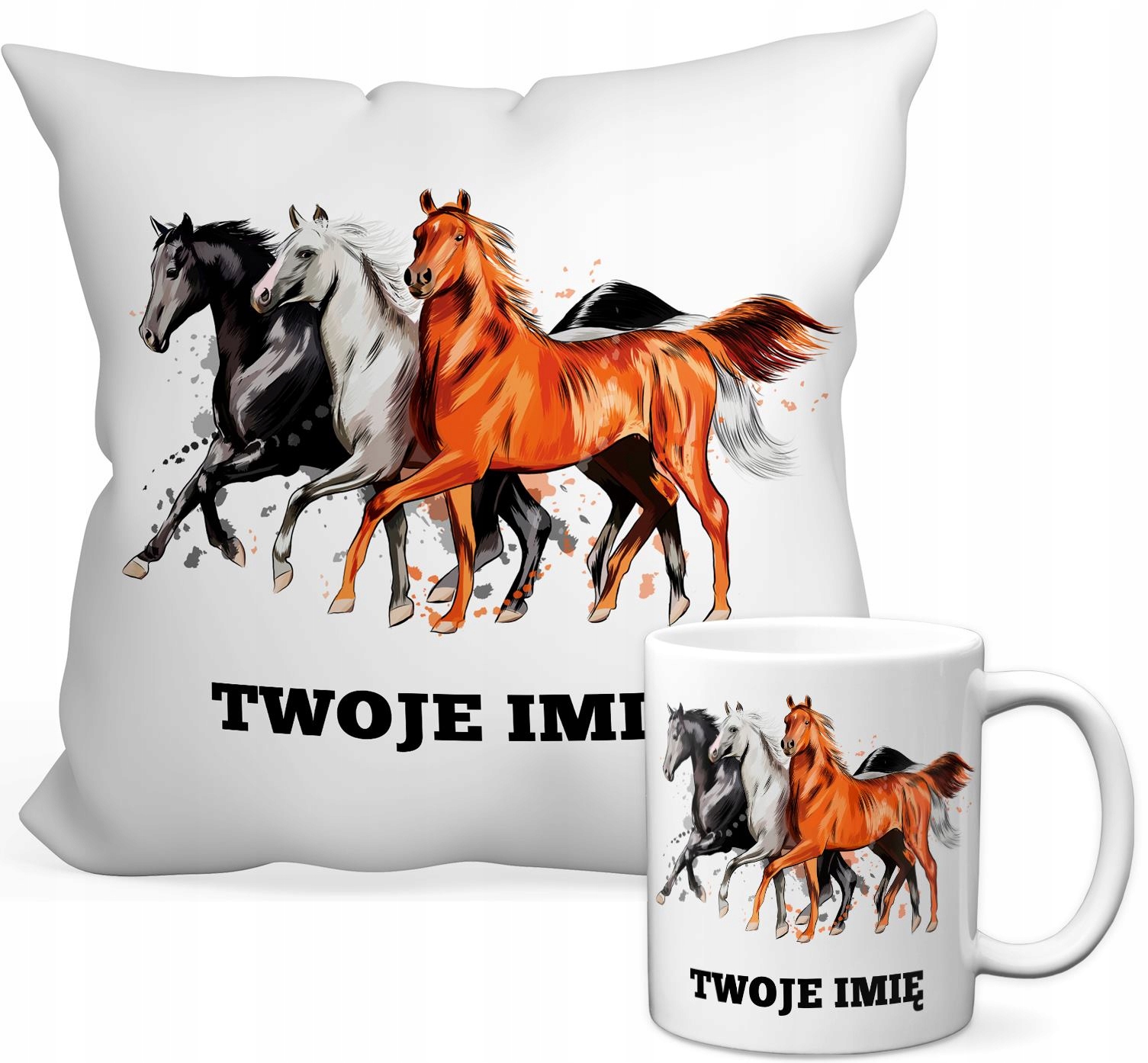 

Zestaw Poduszka Kubek Koń Konie Imię