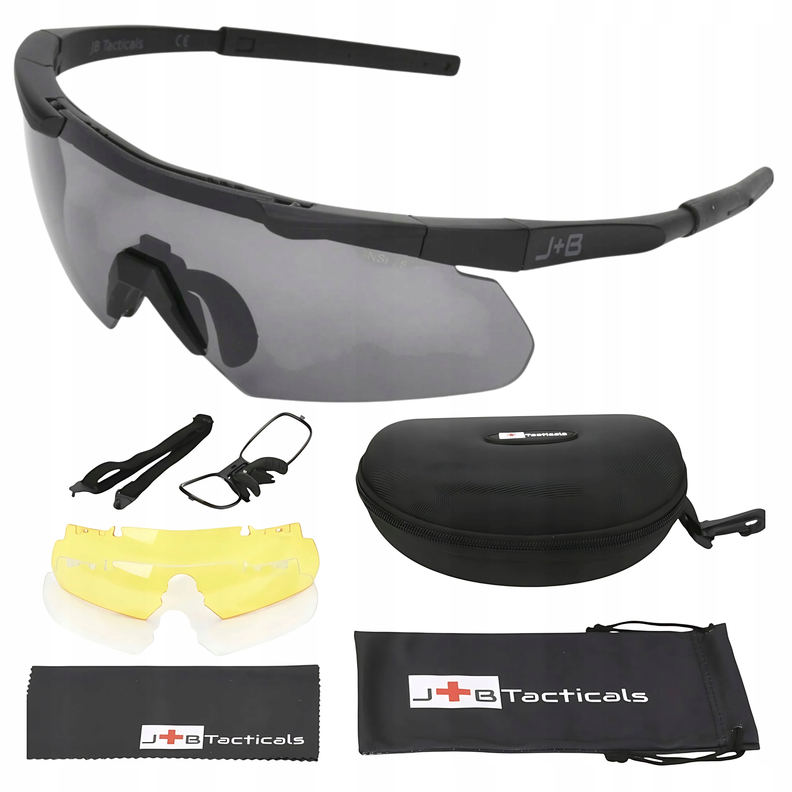 Okulary Ochronne Strzeleckie Taktyczne Wojskowe Antifog JB01H Twarde Etui