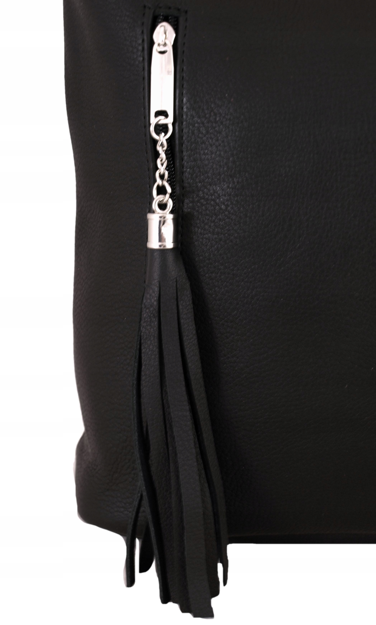 Torebka Skórzana Worek Skóra Naturalna Vera Pelle Kolor czarny