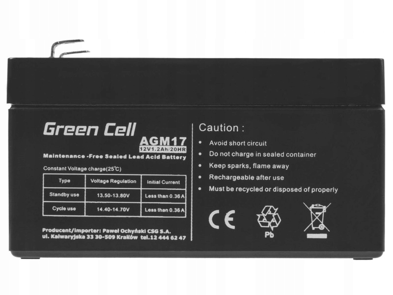 

Akumulator Green Cell AGM17