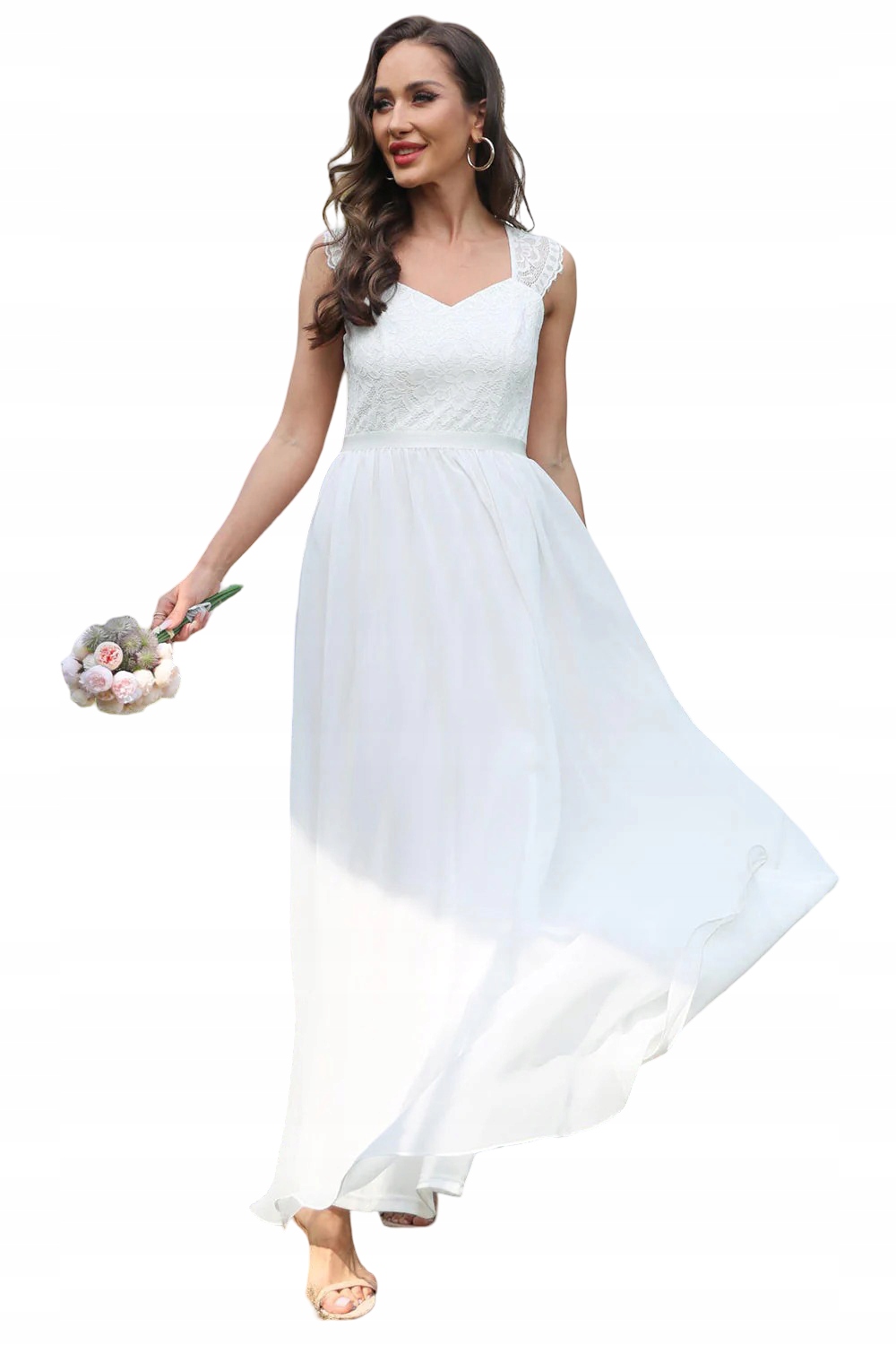 Dresstells Elegantní šaty s květinovou krajkou Bílá XL