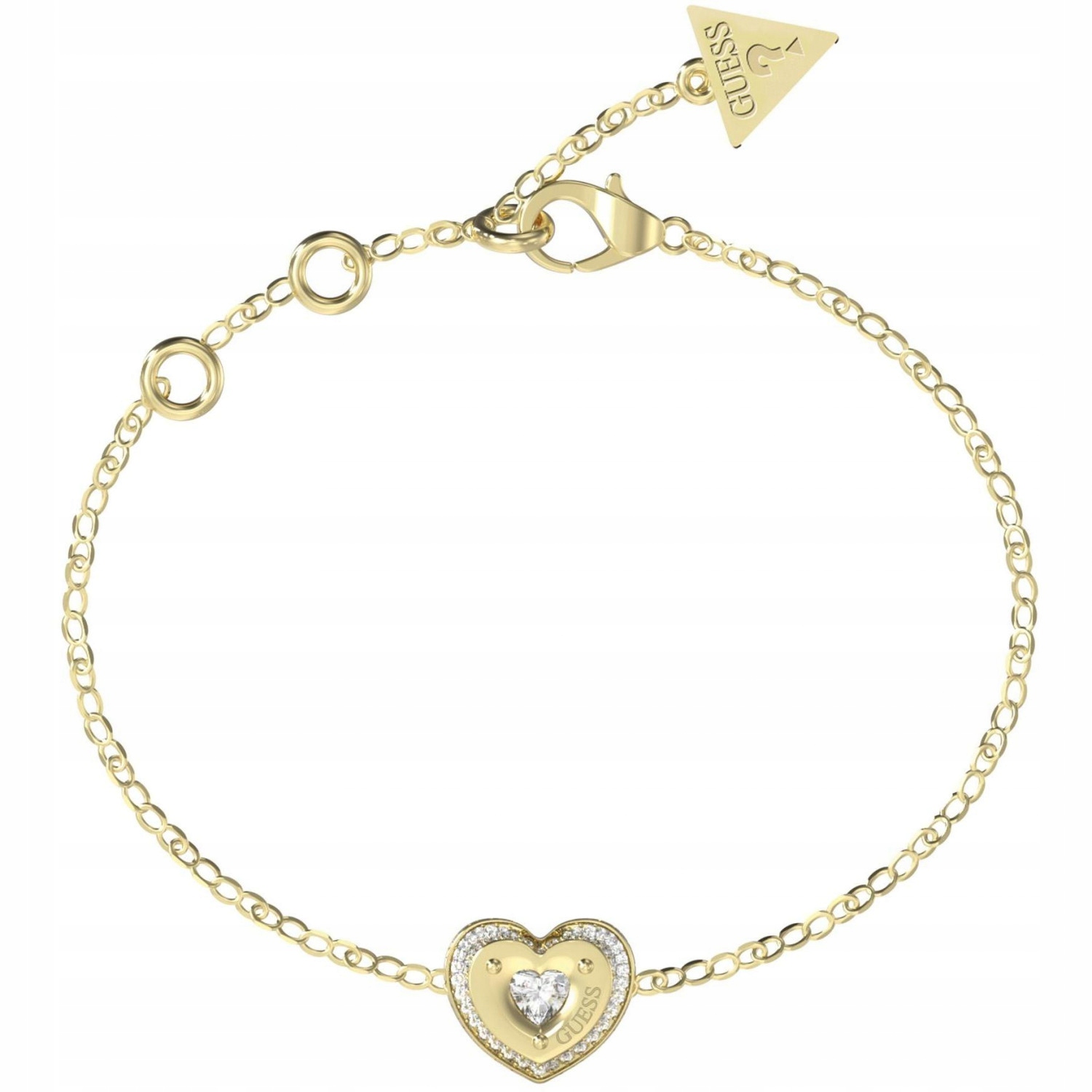Dámský zlatý náramek Guess zirkon srdce