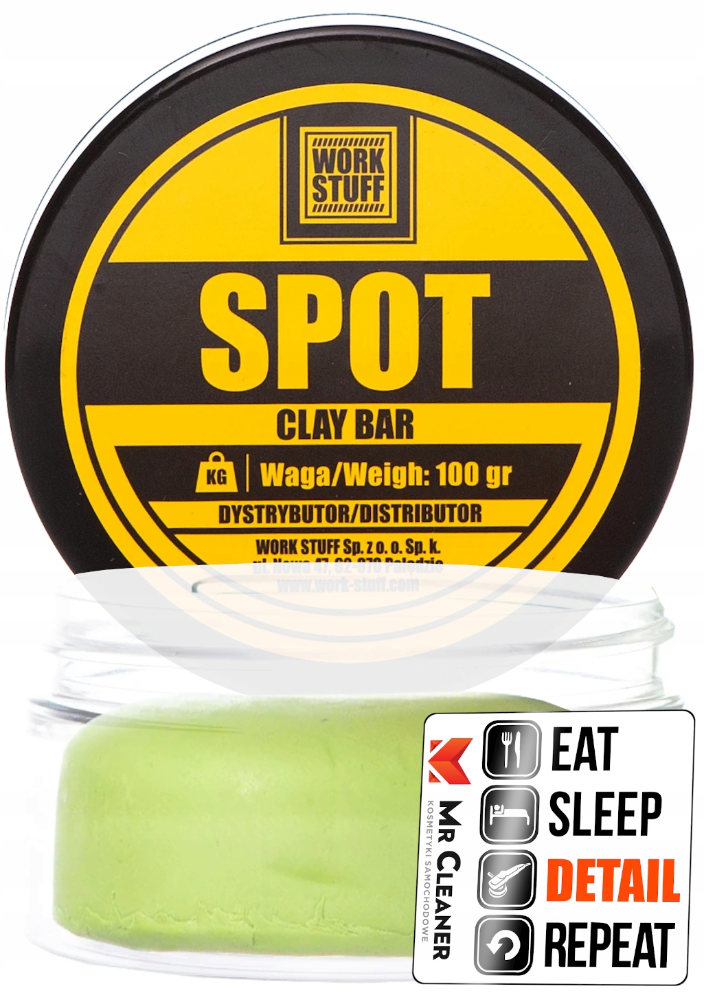 WORK STUFF SPOT CLAY BAR ŚREDNIA GLINKA DO GLINKOWANIA LAKIERU AUTA 100 G Numer katalogowy producenta WS 029