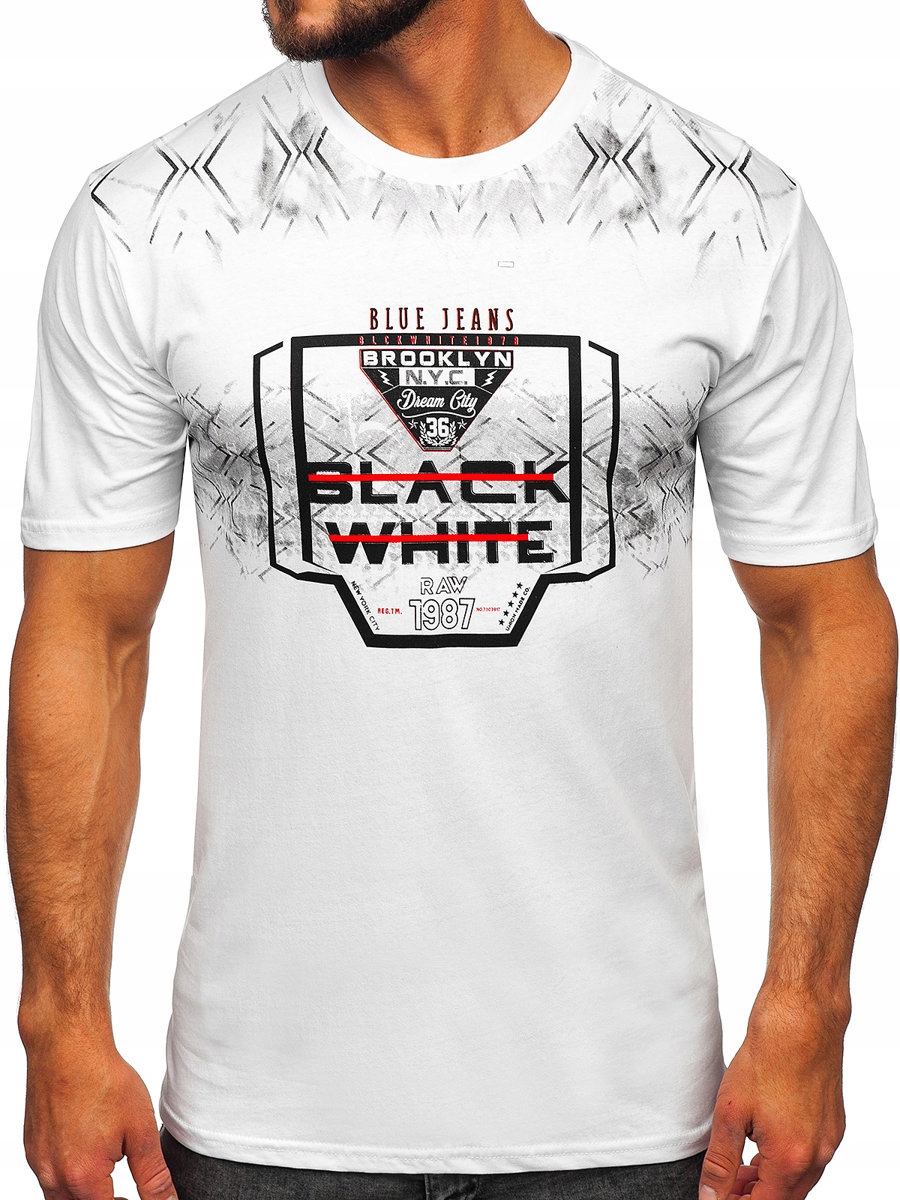 

T-shirt Męski Koszulka Biała 14207 DENLEY_2XL