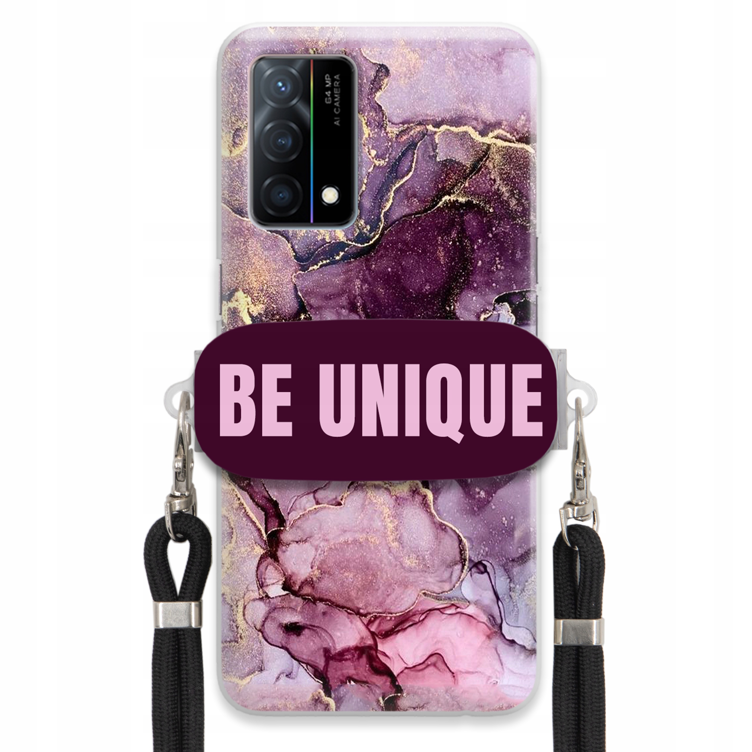 Pouzdro Premium pro Oppo K9 5G Case Uchyt pro šňůrku Černá Fialová Mramorová
