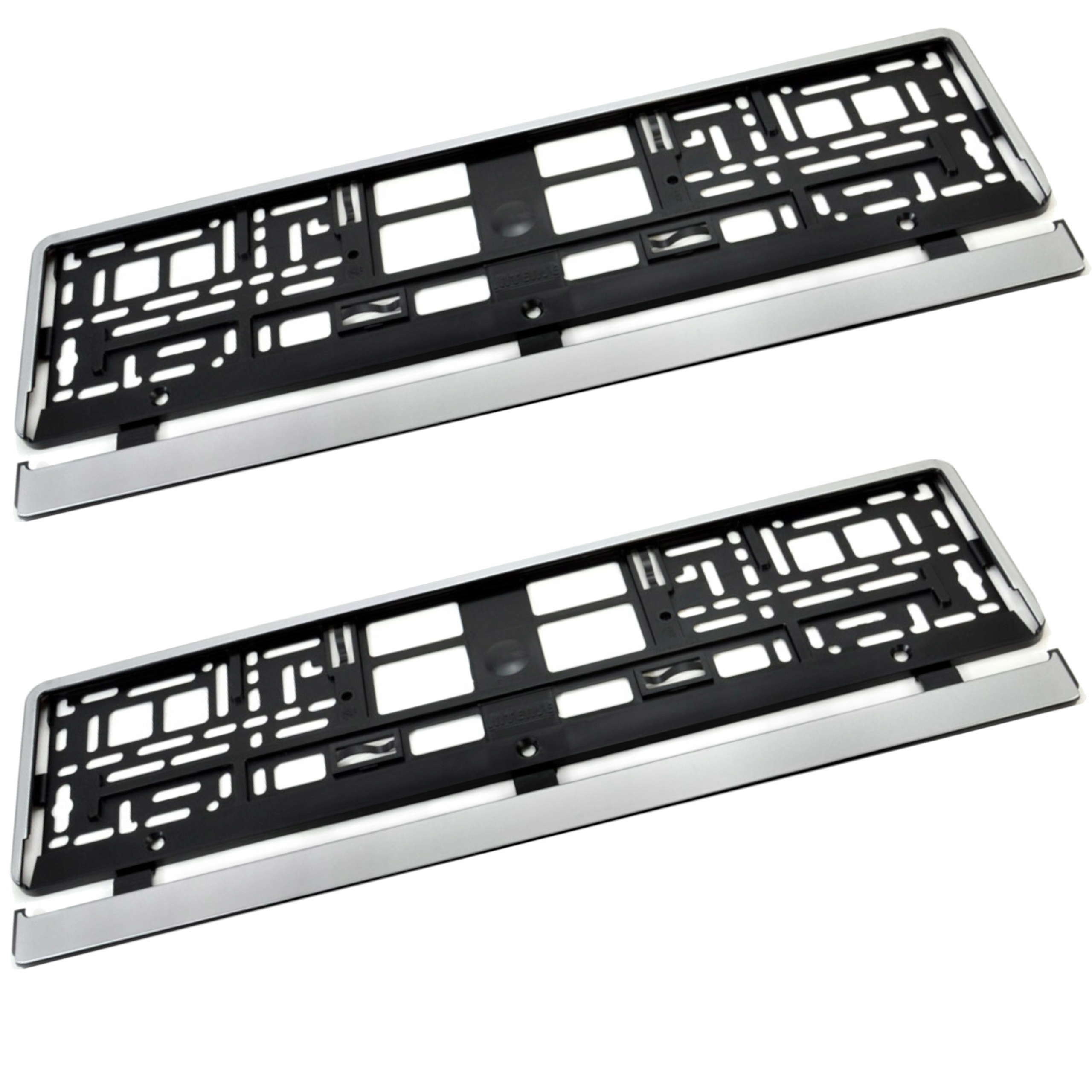 2x Ramka prostokątna tablicy rejestracyjnej srebrna elastyczna atest Ce