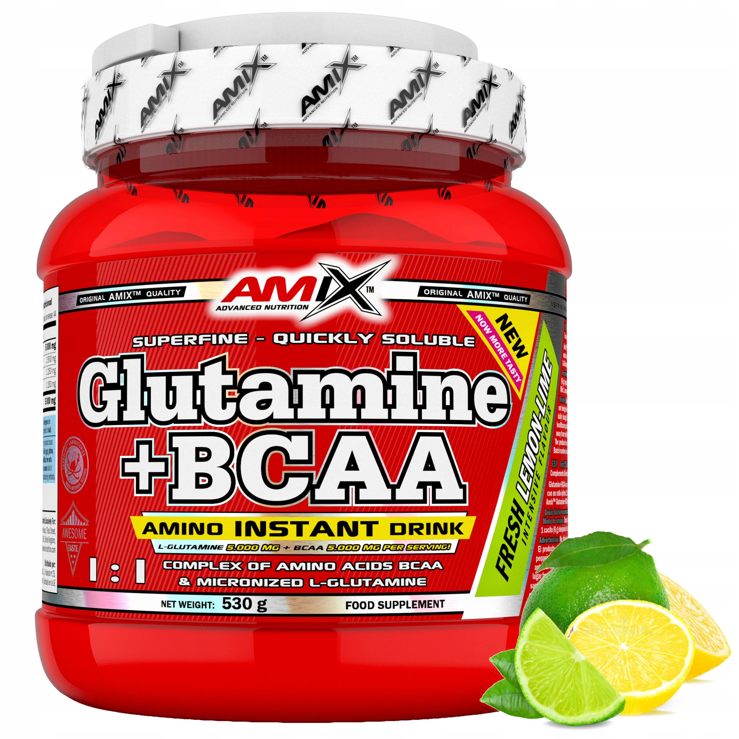 Doplněk Stravy Aminokyseliny Bcaa S Glutaminem 500 G Citron Limetka na kvásky Amix