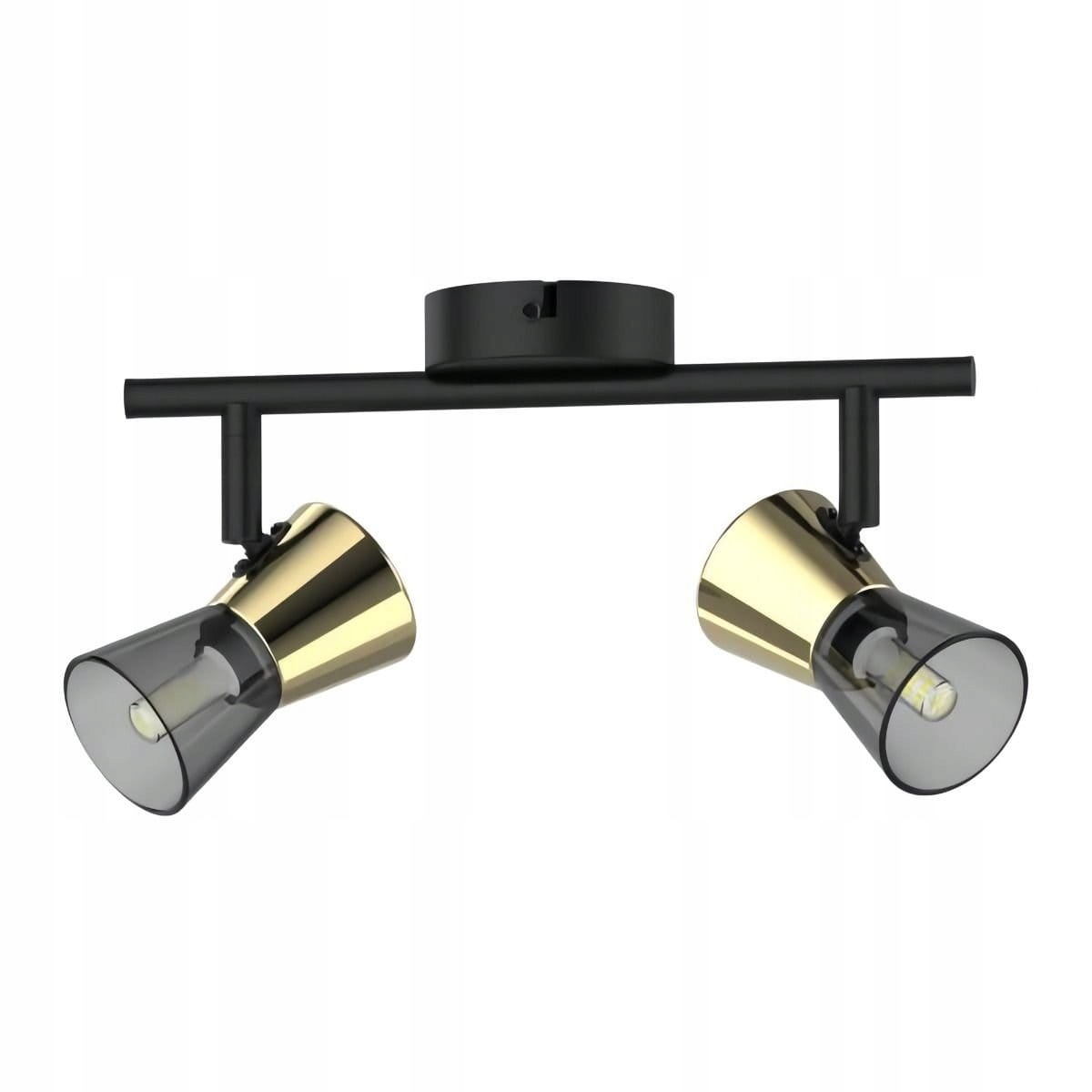 Dvoubodová stropní svítidlo s kouřovým sklem a zlatými akcenty Cento