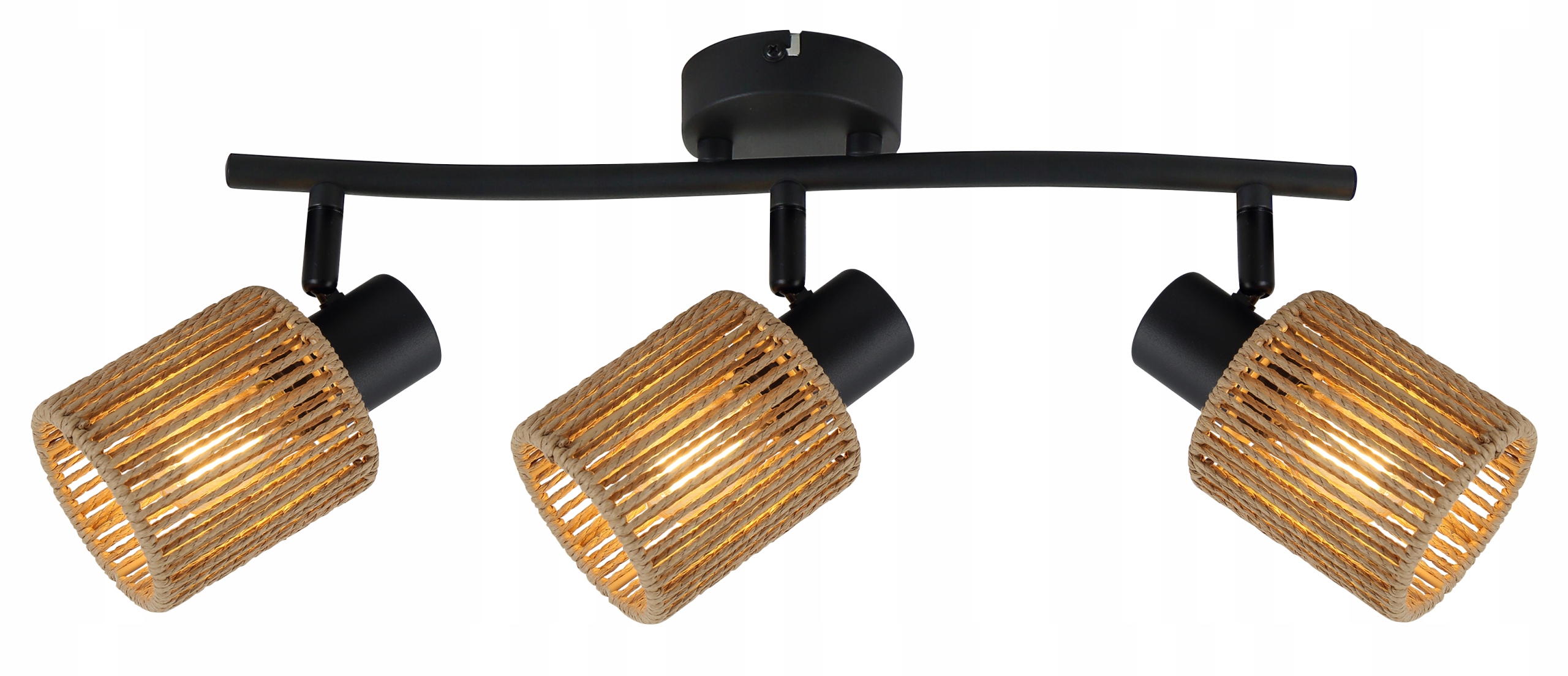 Listwa sufitowa Arila 3 reflektory sznurek czarny nad wyspę kuchenną blat