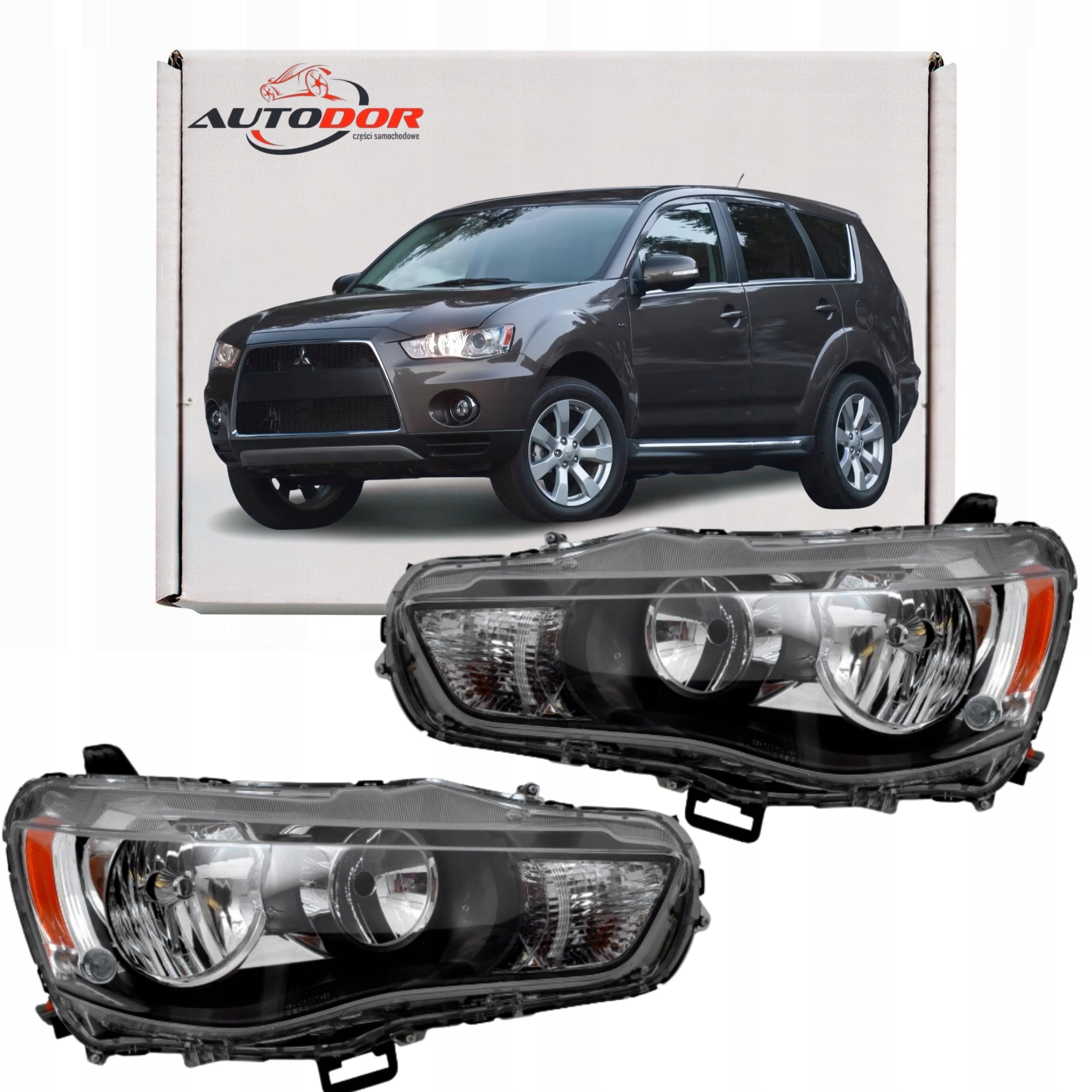 Mitsubishi Outlander 2009-2012 Světlomety Přední Světla S Motorky L+p