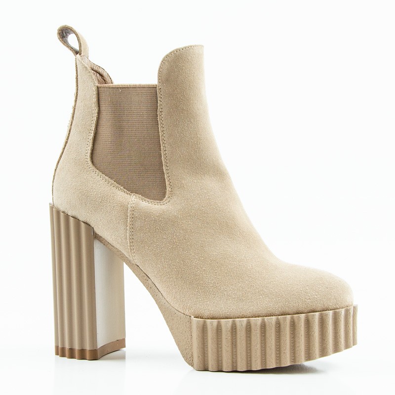 Carinii B8758 Kotníkové Boty Sloupek Kůže Semiš Béžová 39