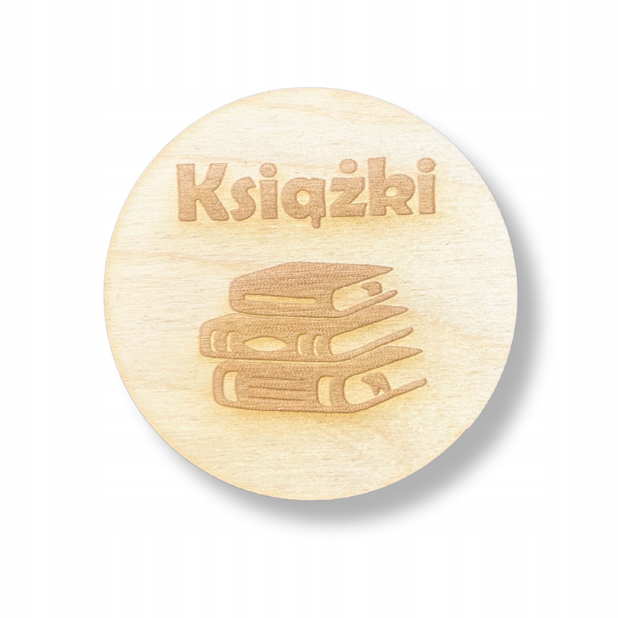 DREWNIANA PLAKIETKA KSIĄŻKI TABLICZKA NA SZUFLADĘ SZAFKĘ PUDEŁKO PLAKIETKI