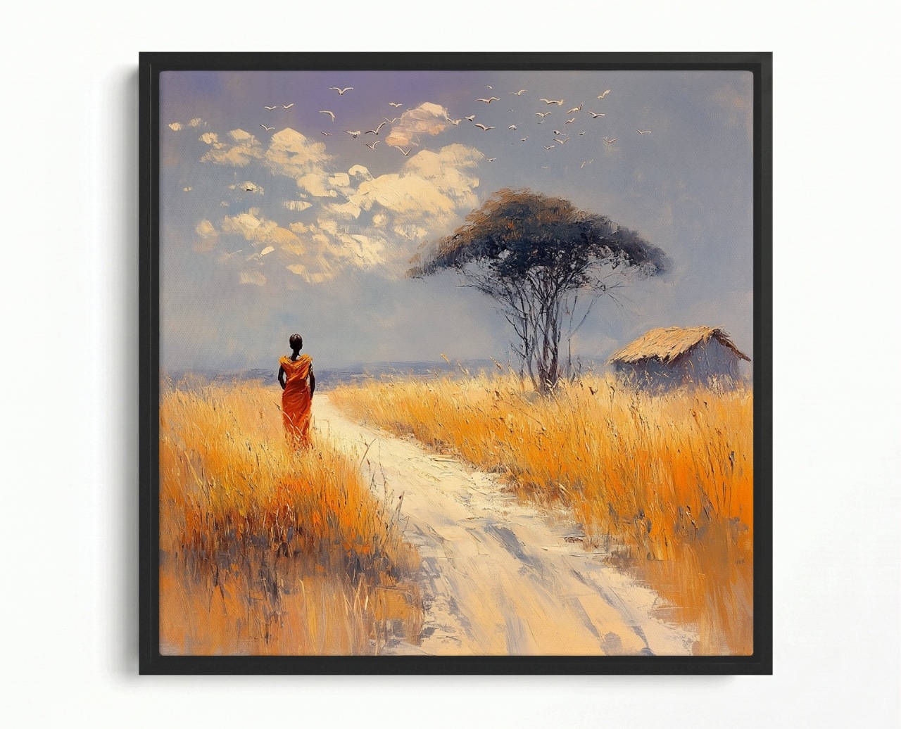 Obraz Rama American Box Olej Krajina Afrika Savana Žena 50x50