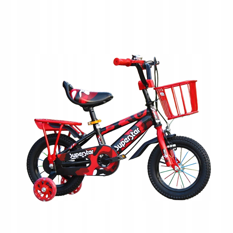 Rower Dziecięcy Czerwony 16 Cali Boczne Koła Kosz Bagażnik Darmat Light 557