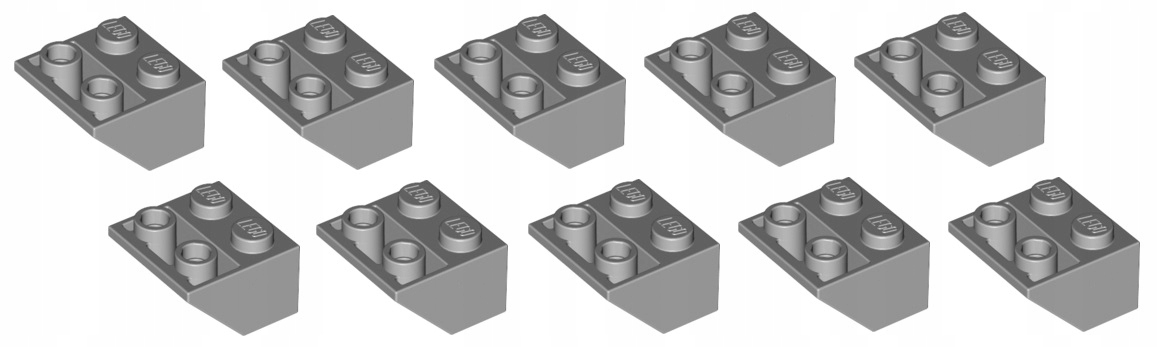 

Lego skos odwrócony 2x2 j.szary 10 szt. 3660 Nowy