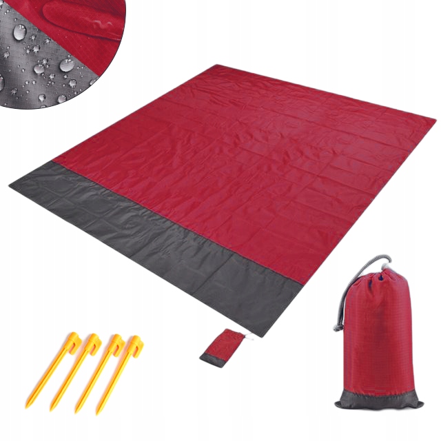 

Mata Piknikowa Plażowa 200x200 Pokrowiec Bordowy