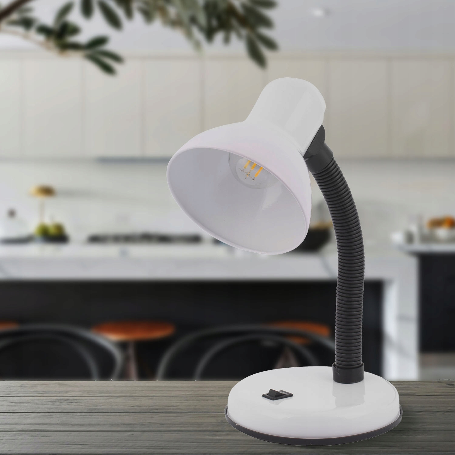 LAMPKA BIURKOWA LED Biała Regulowana Szkolna Długość/wysokość 33 cm