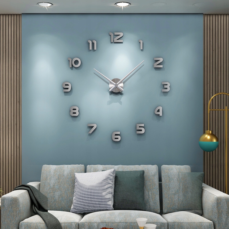 ZEGAR ŚCIENNY DIY DUŻY NAKLEJANY NA ŚCIANĘ 3D CICHY 65-120CM SREBRNY LUSTRO Kod producenta Zegar ścienny naklejany Z5S