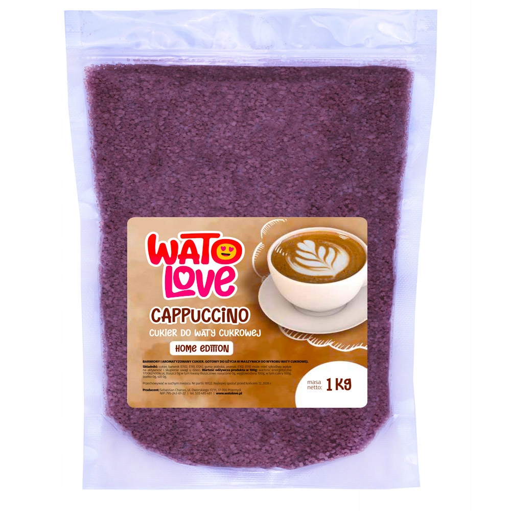 1 Kg Cukier do Waty Cukrowej Kolorowy Smakowy na Patyczki CAPPUCCINO EAN (GTIN) 5906349453871