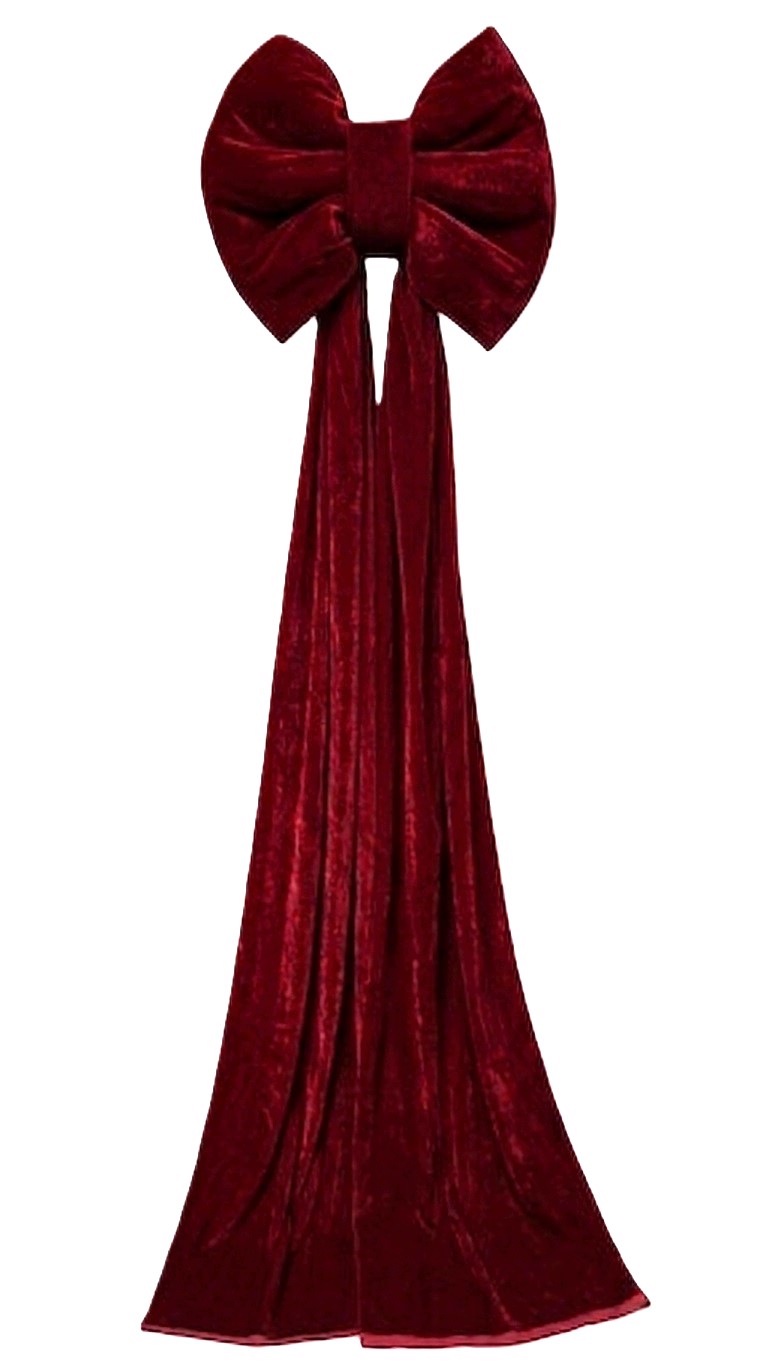 Mašle velvetová Gigant, 40 x 160 cm, tmavě červená KOKVG40X160-052