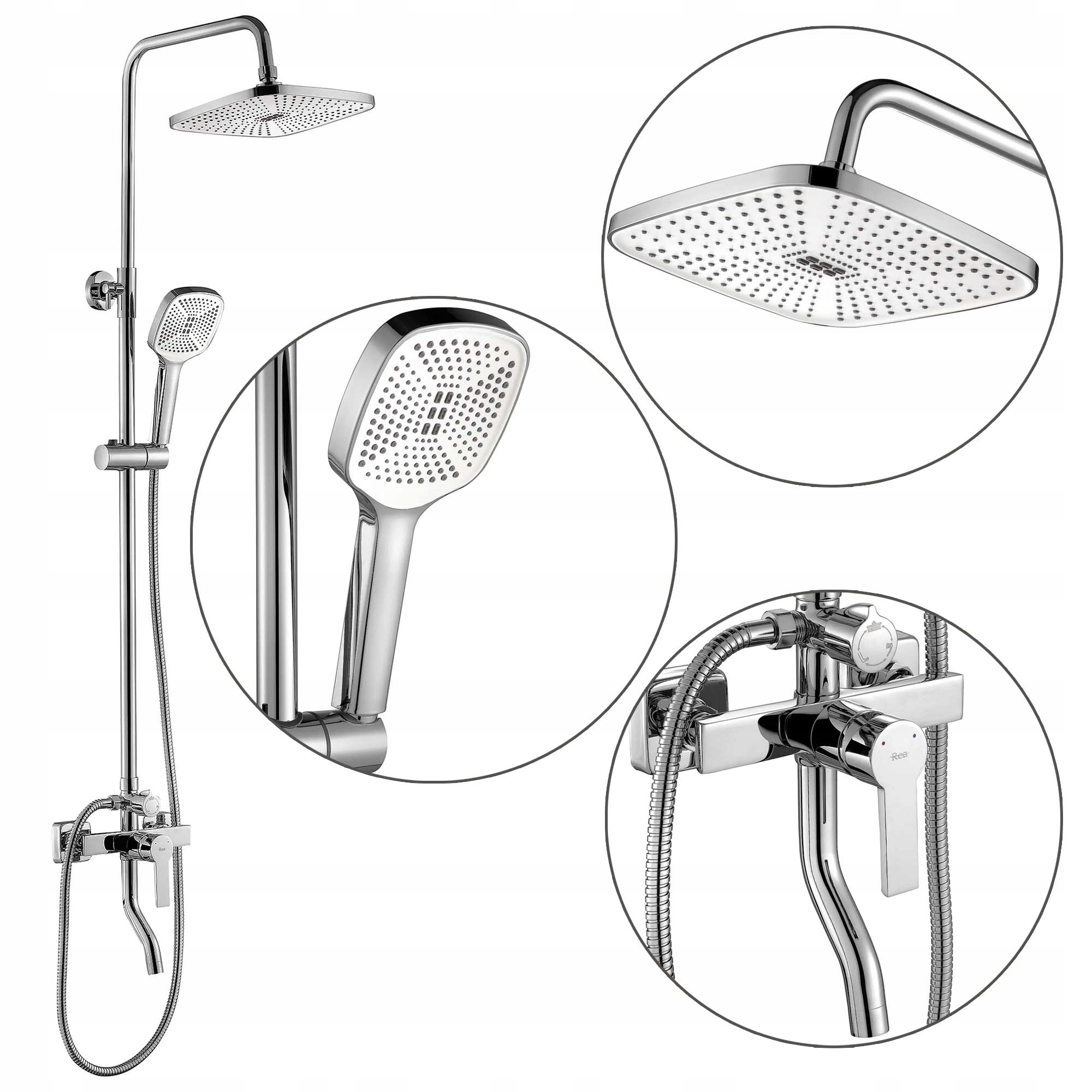 Sprchový set s dažďovou sprchou Argus Chróm strieborný nástenný s výtokom