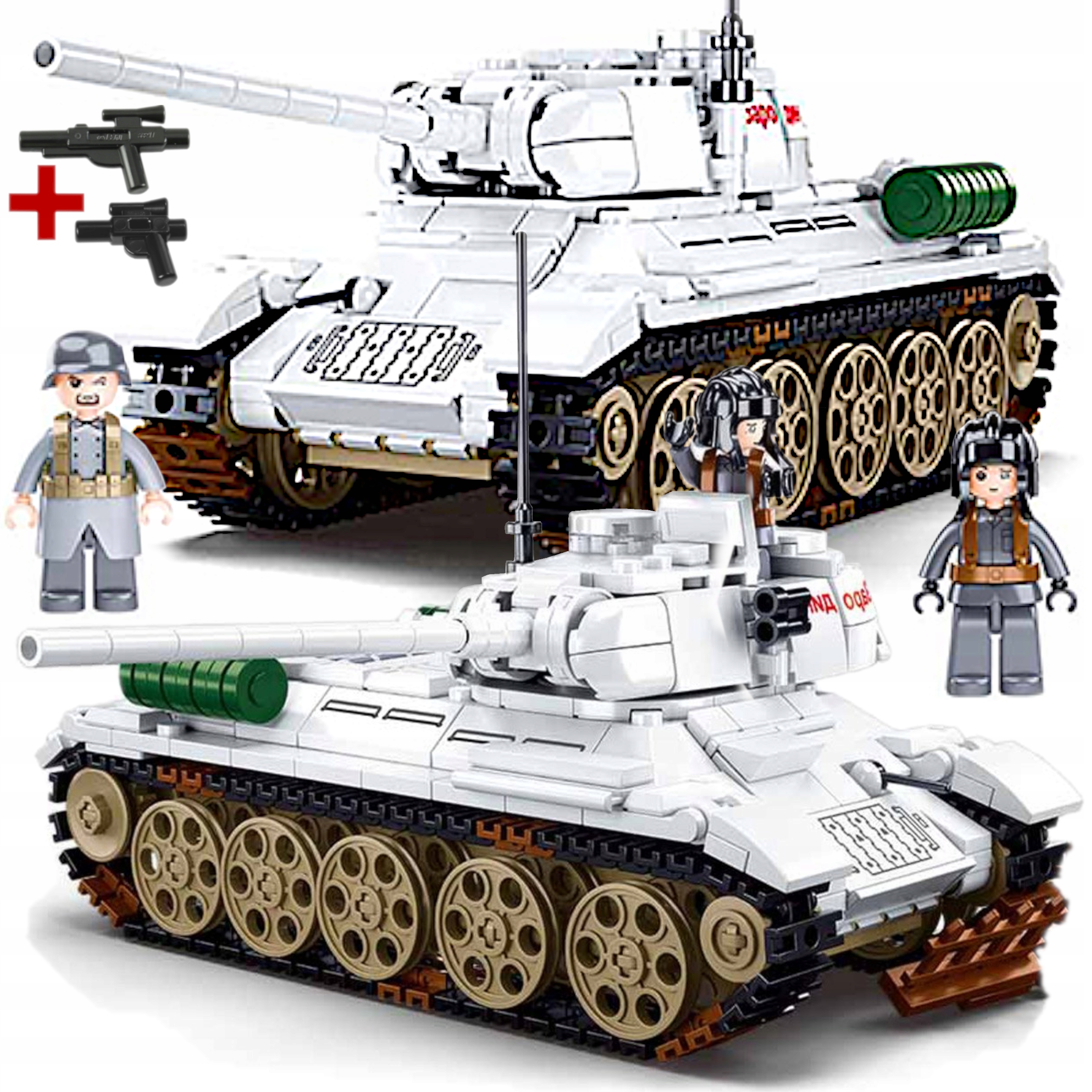 Stavebnice Tank T-34 Zimní Kamufláž 518 dílů Armáda Figurky Lego Zbraň