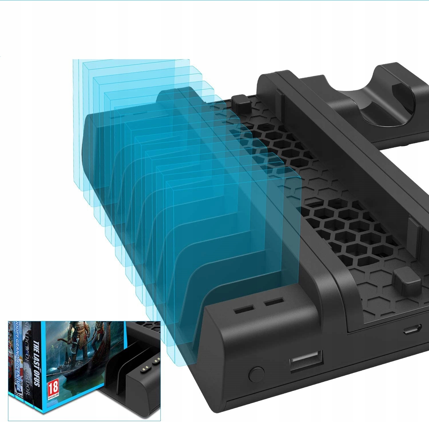 ŁADOWARKA do Padów Podstawka Chłodząca Stojak PS4 PRO SLIM Stacja Dokująca Waga produktu z opakowaniem jednostkowym 0.6 kg