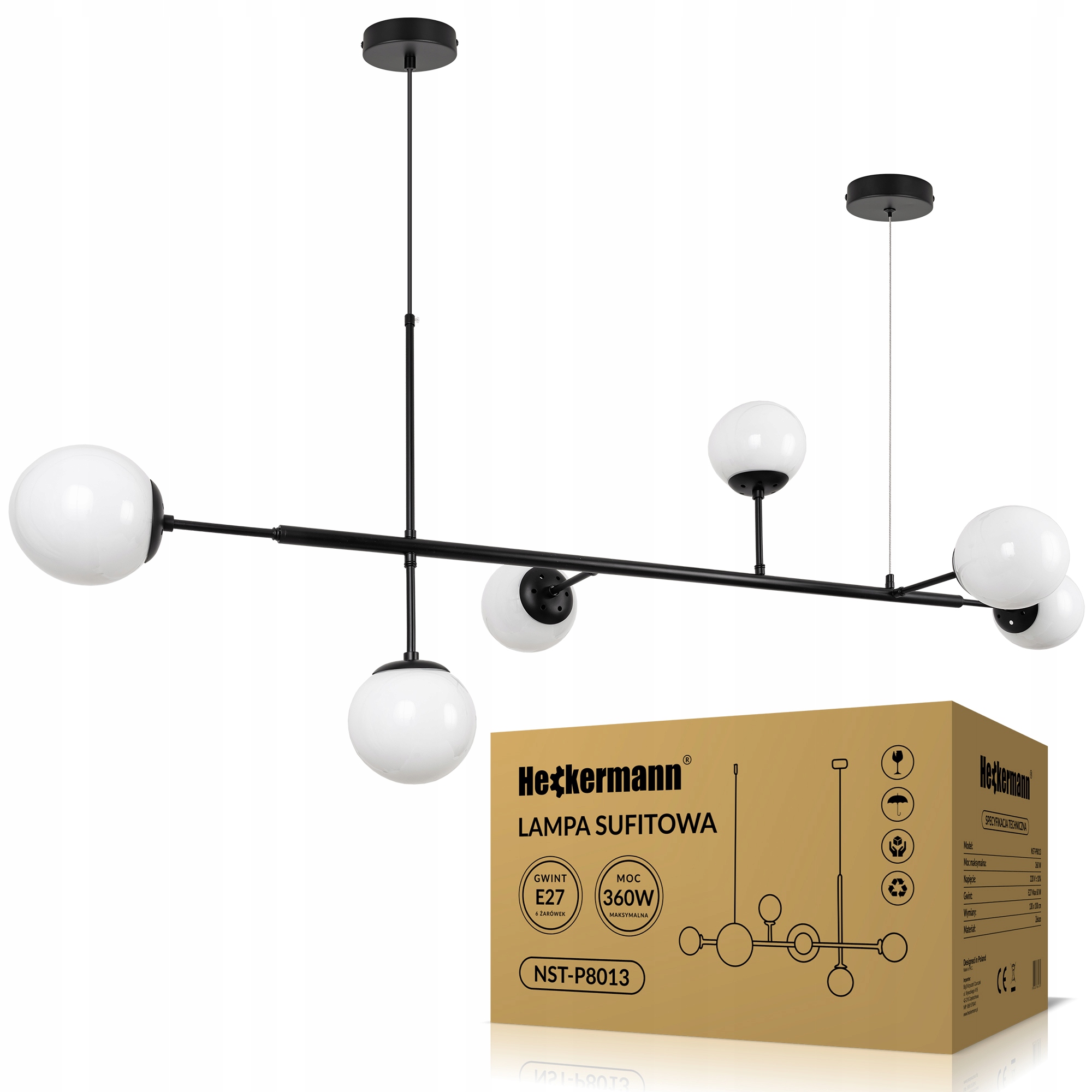 

Żyrandol Loft Lampa Sufitowa Kule Oświetlenie Led