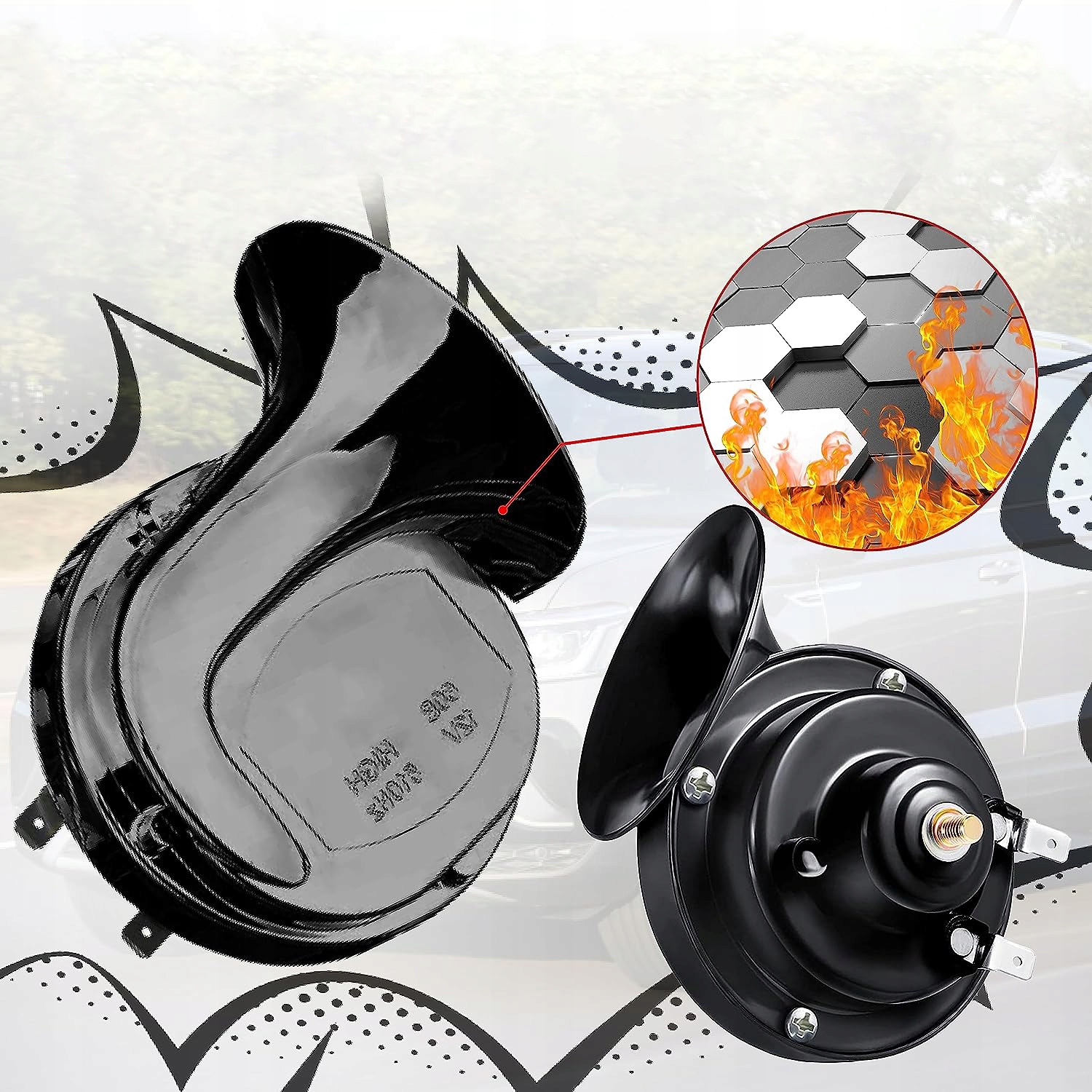 2x MOCNY KLAKSON 12V Ślimak Sygnał Dźwiękowy do samochodu motocykla FANFARA Producent części Inny