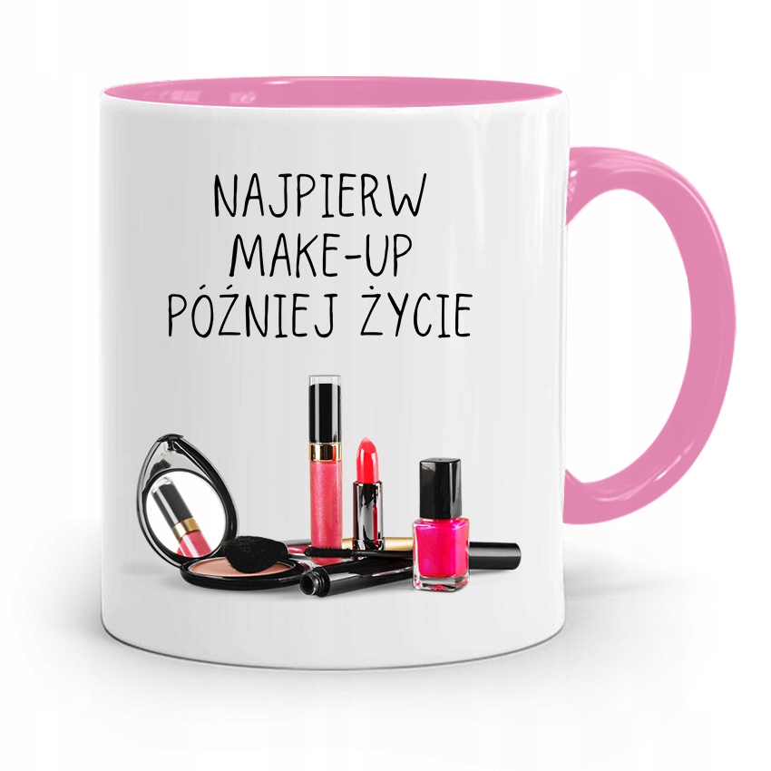 

Kubek Różowy Dla Kosmetyczki Najpierw Make Up