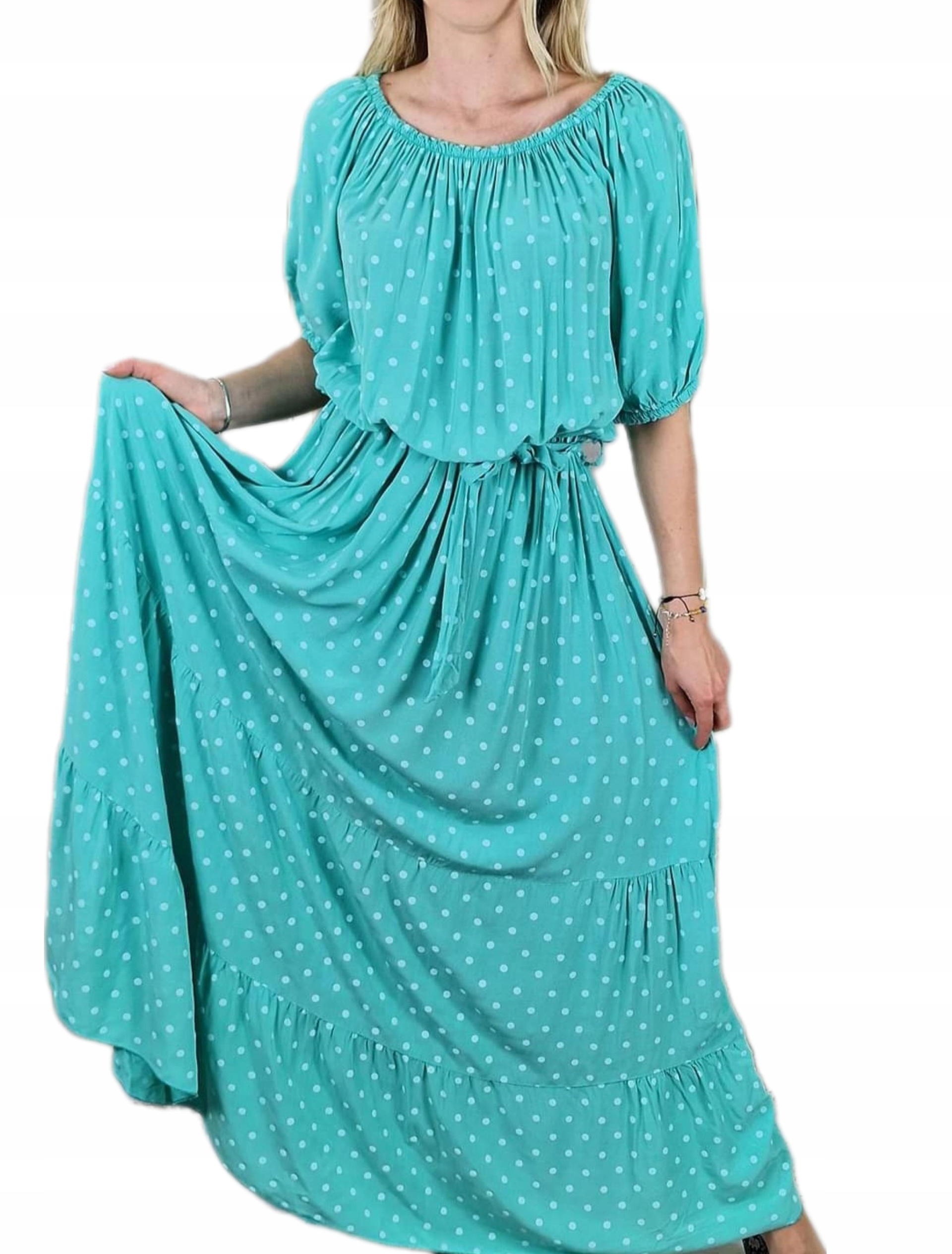 Šaty Dlouhá viskóza Groszki 46 48 3XL/4XL