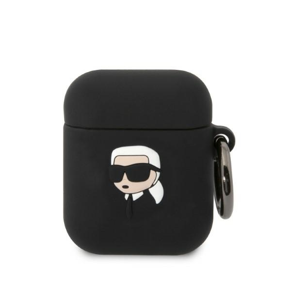 Karl Lagerfeld KLA2RUNIKK AirPods 1/2 cover černá/černá Silikonová Karl Head