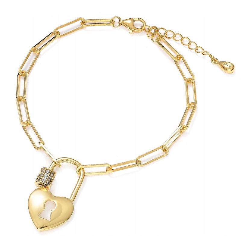 Stříbrný Ag 925 náramek s visacím zámkem B05109