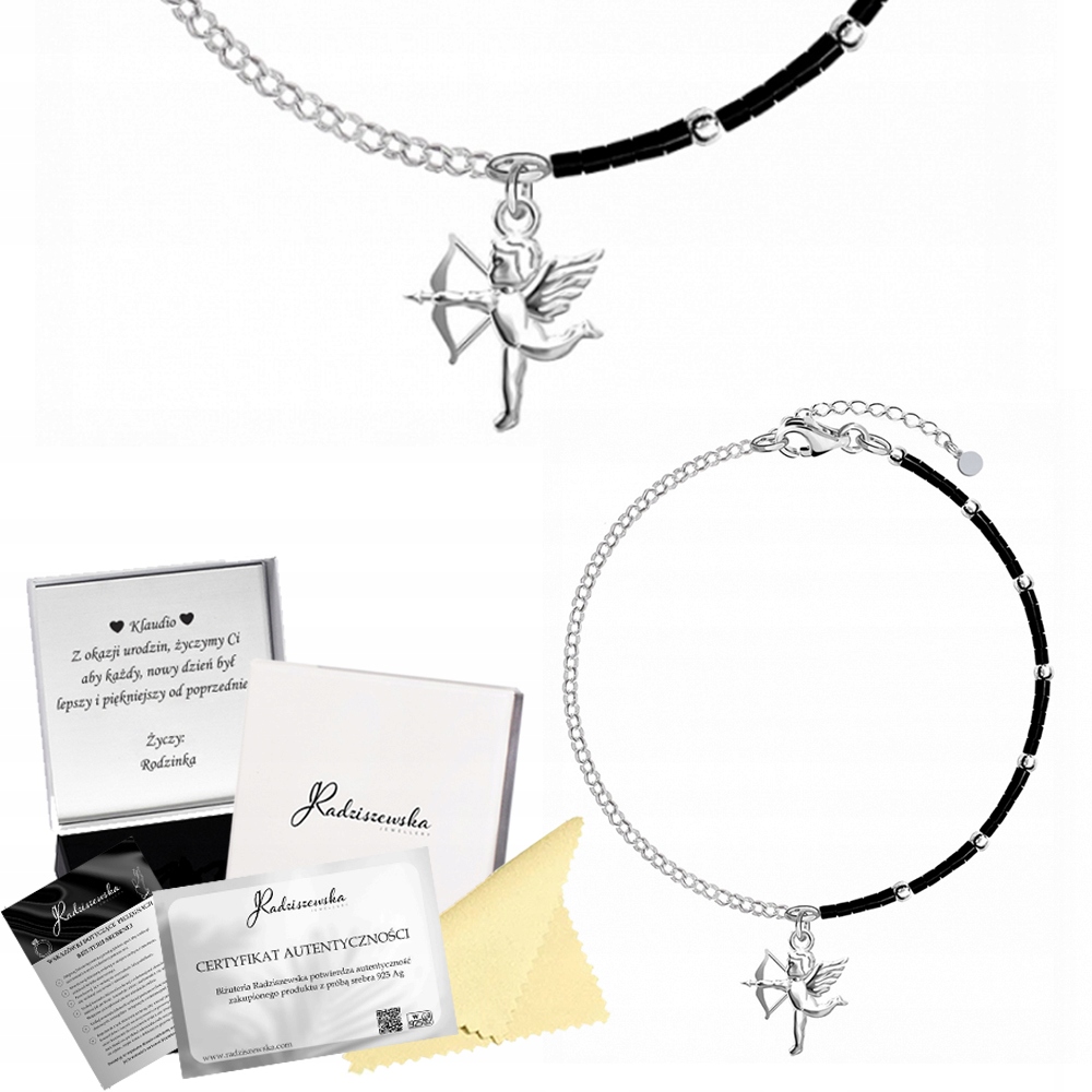 Stříbrný Náramek Amor S Korálky Dárek Amorek Přání Bonus