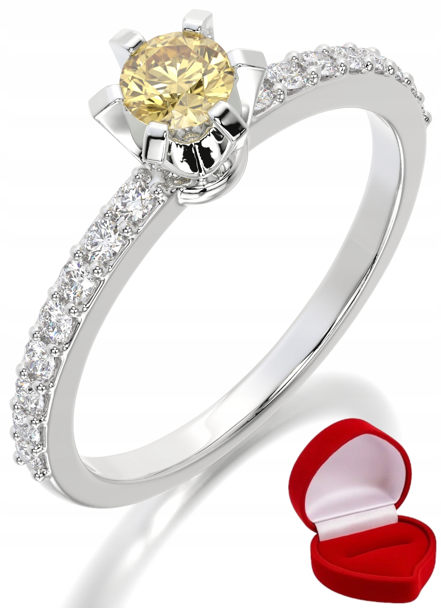 Zlatý Prstýnek 585 14k Safír 0,24 ct Bílé Zlato R16