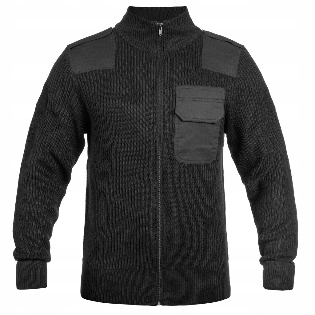 Vojenský rozepínací svetr s pagony Brandit Bw Cardigan Black 4XL