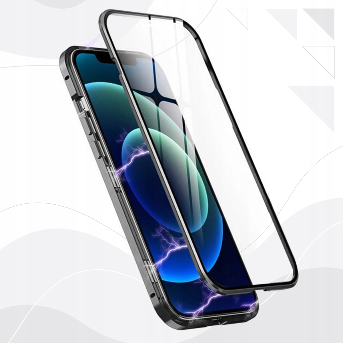 MAGNETYCZNE Etui do iPhone 15 DUAL SZKŁO PRYWATYZUJĄCE CHRONIĄCE PRYWATNOŚĆ Kolekcja DUAL GLASS PRIVACY