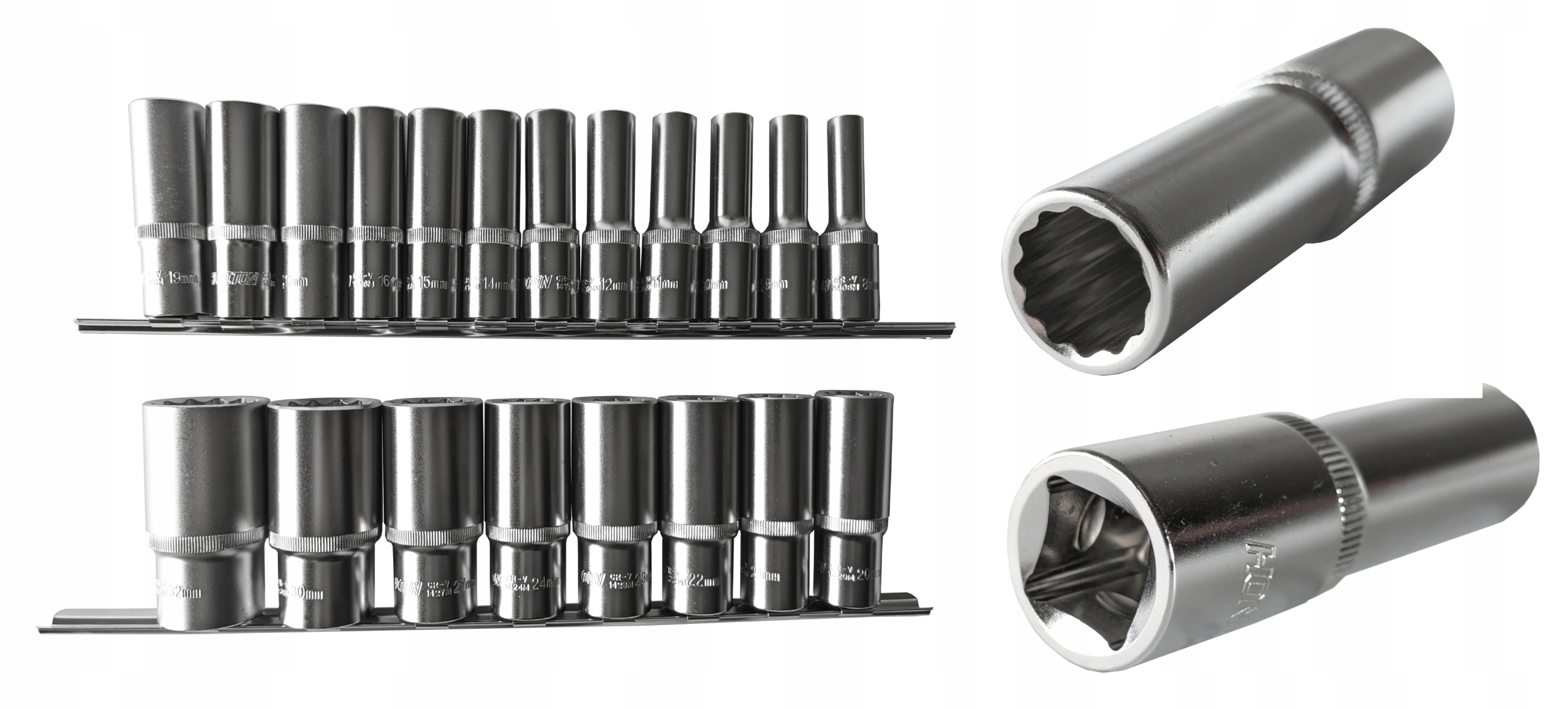 Nástavce 1/2" 12-HRAN Dlhé 8-32MM 20ks Honiton