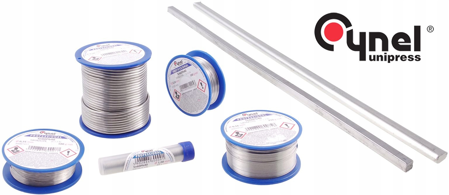 Cyna do lutowania rynien, spoiwo lutownicze w laskach, Sn60Pb40 (LC60). Producent Cynel