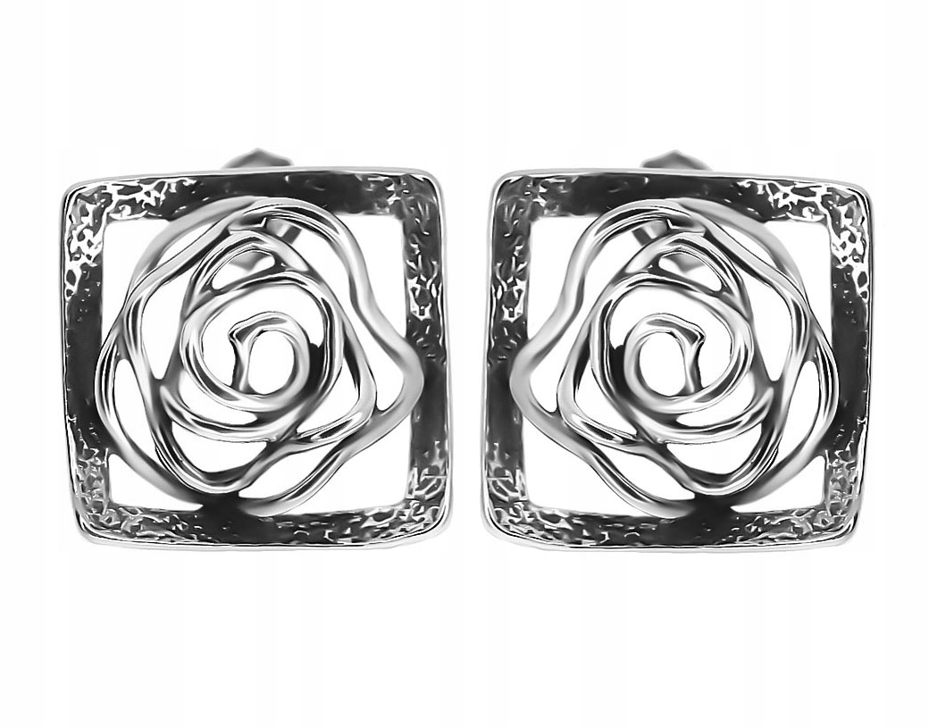 

Kolczyki Srebrne Róże Ażurowe Róża Ramka Duże 925