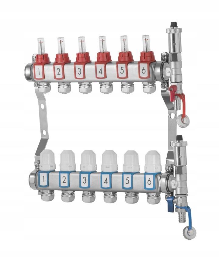 Rozdeľovač Podlahového Vykurovania Inox 12 Obvodov
